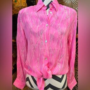 Vintage NWT 80s designer Paolo Santini retro silk blouse